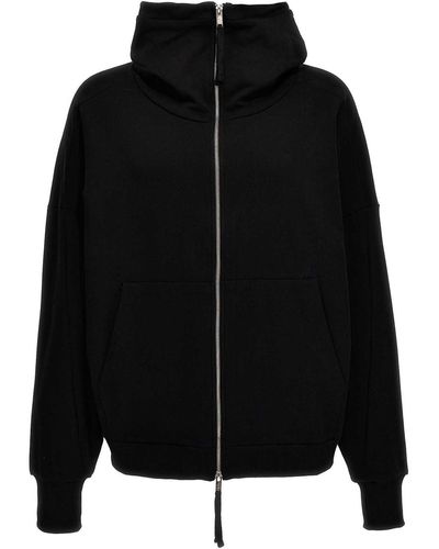 Thom Krom Cotton Hoodie Zip Pockets - Black