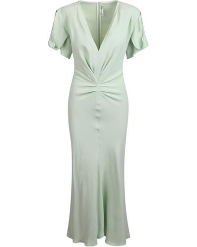 Victoria Beckham Midi Dress With V-neck - Green