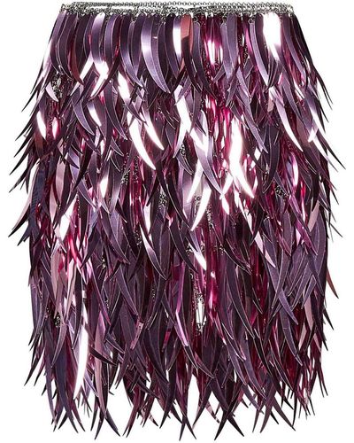 Rabanne Metallic Feather Skirt - Purple