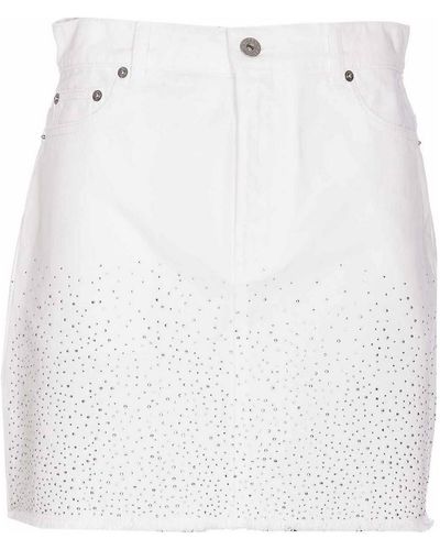 JW Anderson Crystal Denim Skirt - White