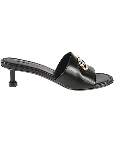 Balenciaga Groupie Leather Mules - Black