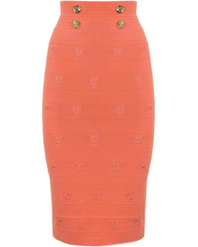 Pinko Stapelia Viscose Midi Skirt - Orange