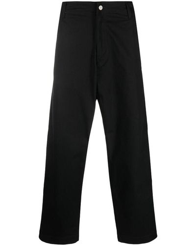 Emporio Armani Wide-leg Trousers With Logo Patch - Black