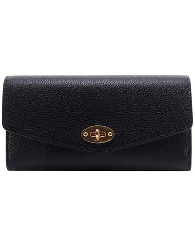Mulberry Leather Wallet With Engraved Logo - Black