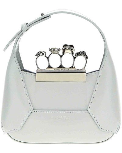 Alexander McQueen The Jewelled Hobo Mini Handbag - Grey
