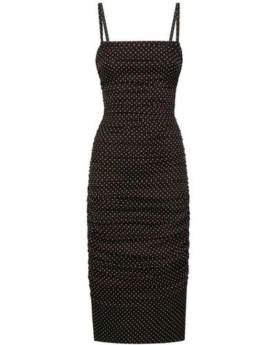 Dolce & Gabbana Silk Polka-dot Bodycon Dress - Black