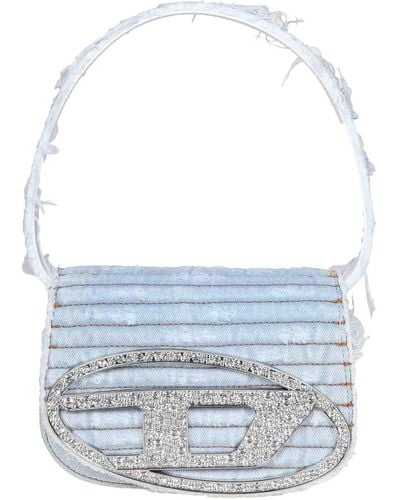 DIESEL 1dr Bag In Black Canvas With Crystals - Blue