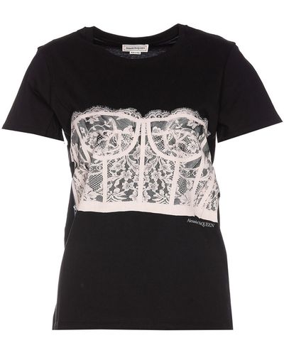 Alexander McQueen Lace Corset T-shirt - Black