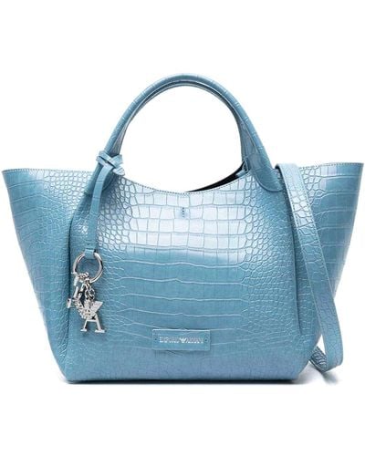 Emporio Armani Logo Shopping Bag - Blue