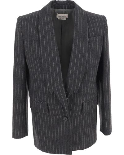 Alexander McQueen Jacket In Wool - Grey