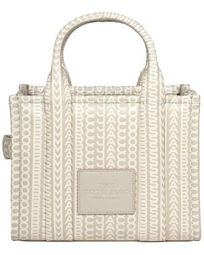 Marc Jacobs Mini Tote In Monogram Leather - Natural