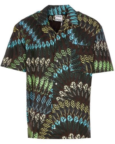 Marcelo Burlon Aop Feathers Hawaii Print Shirt - Green