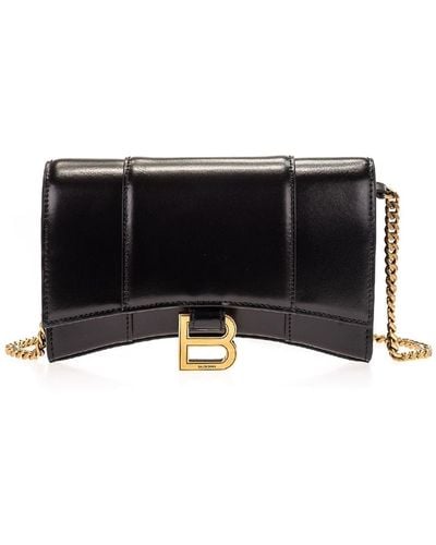 Balenciaga Hourglass Mini Wallet On Chain In - Black