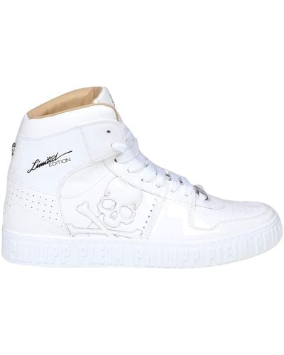 Philipp Plein Snaekers Hi Top In Leather - White
