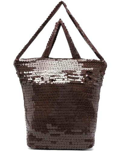 P.A.R.O.S.H. Sequined Satchel - Brown