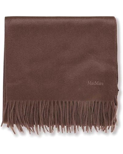 Max Mara Cashmere Stole With Embroidery - Brown
