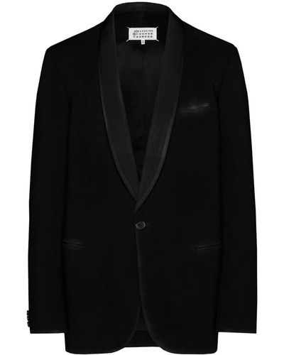 Maison Margiela Wool Single-breasted Blazer Jacket - Black