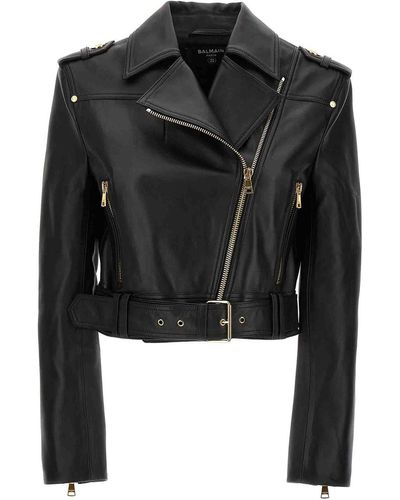 Balmain Leather Biker Jacket - Black