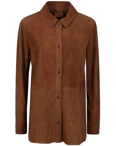 DESA NINETEENSEVENTYTWO Shirt Style Leather Jacket - Brown