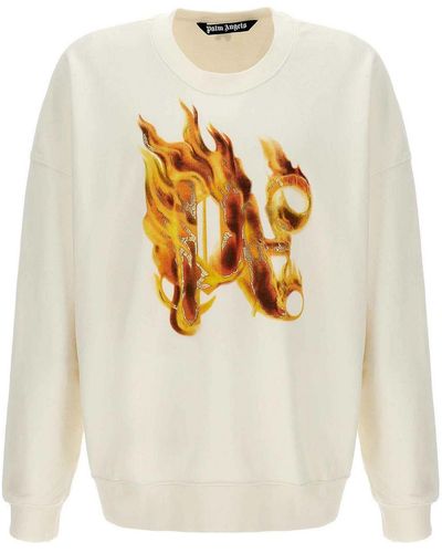 Palm Angels Burning Monogram Sweatshirt - White