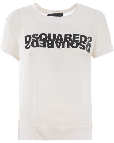 DSquared² Logo Lettering Print Silk T-shirt - White
