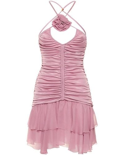 Blumarine Viscose Dress With Silk Flounce - Pink