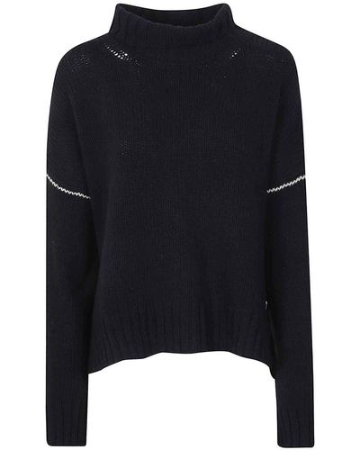 Woolrich Wool Cable Turtleneck - Blue