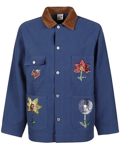 Sky High Farm Embroidered Denim Jacket - Blue