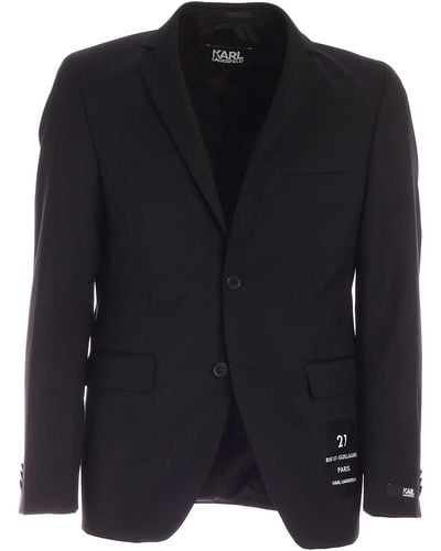 Karl Lagerfeld Logo Label Jacket In - Black