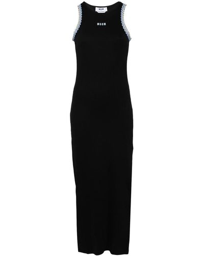 MSGM Ribbed Dress With Applications - Black