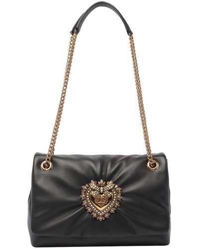 Dolce & Gabbana Medium Devotion Soft Shoulder Bag - Black