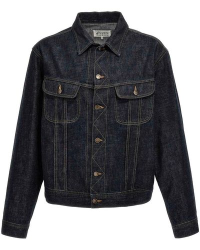 Maison Margiela Cotton Denim Jacket Pockets Button - Blue