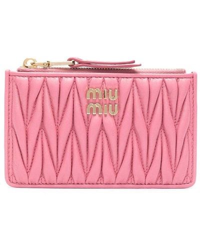 Miu Miu Matelasse Leather Wallet - Pink