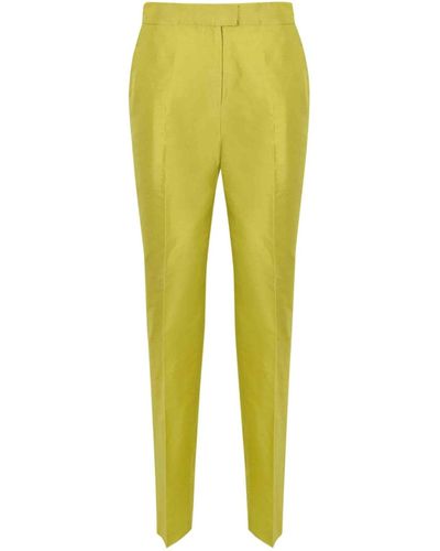 Max Mara Studio Valanga Trousers In Silk Shantung - Yellow