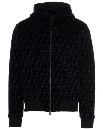 Fendi Ff Motif Hooded Jacket - Black