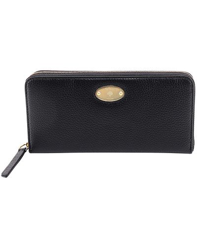 Mulberry Leather Wallet With Logoed Plaque - Black