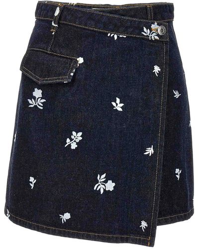 Lanvin All-over Embroidery Skirt - Blue