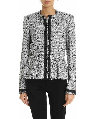 Karl Lagerfeld Bouclé Motif Jacket In White And - Gray
