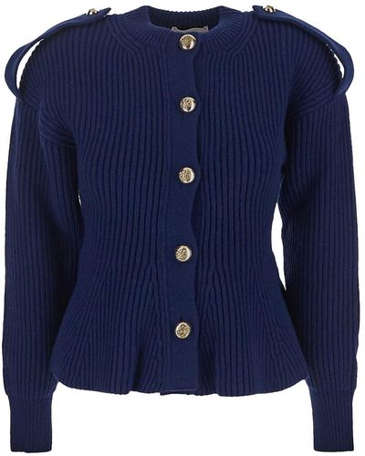 Alexander McQueen Cardigan Top In Navy Blue