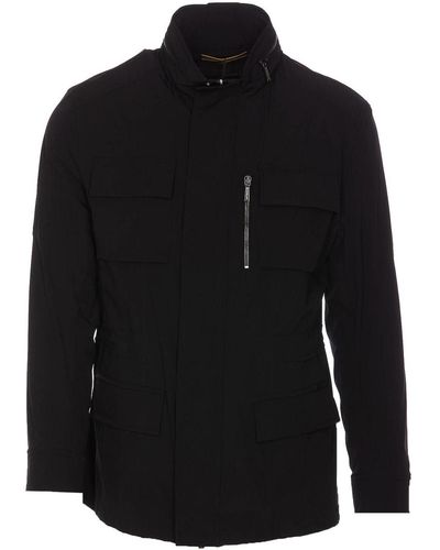 Moorer Olo Jacket Buttons And Zip - Black