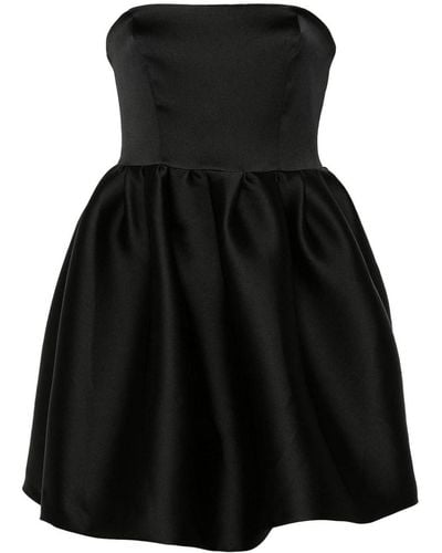 P.A.R.O.S.H. Puffbal Satin Mini Dress - Black