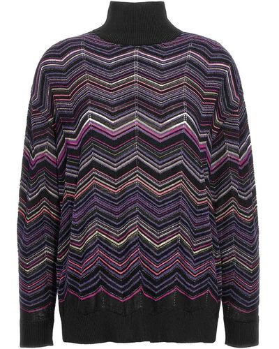 Missoni Zig Zag Sweater, Cardigans - Blue