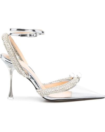 Mach & Mach Crystal-embellished Pvc Slingback Court Shoes - White