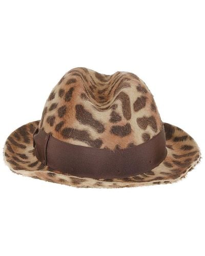 Borsalino Trilby Leopard Hat - Brown