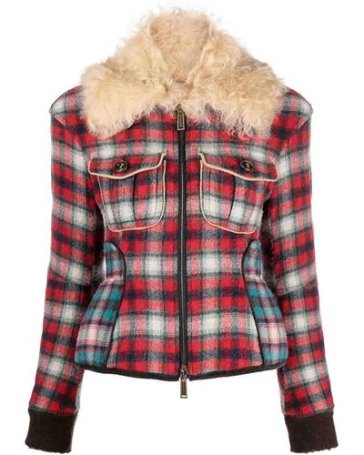 DSquared² Fur-collared Flannel Jacket