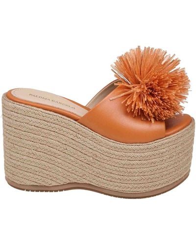 Paloma Barceló Lala Ocher Leather Mules - Brown