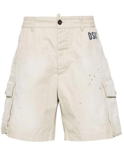 DSquared² Paint Splatter-detail Cargo Shorts - White
