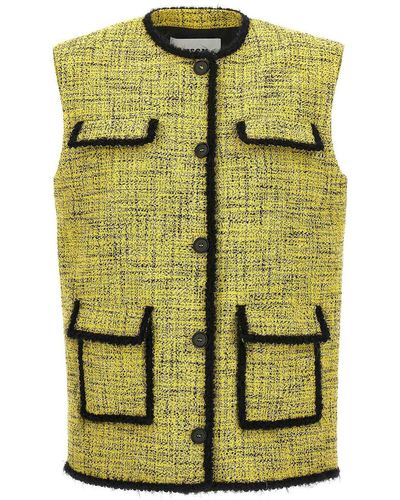 MSGM Tweed Vest Button - Green