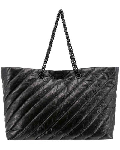 Balenciaga Quilted Leather Shoulder Bag Monogram - Black