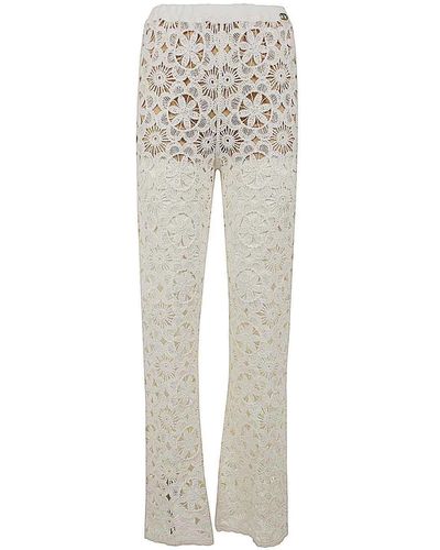 Twin Set Flared Lace Trouser - White